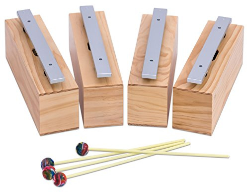 Betzold Musik - Satz mit 4 Bass-Klangbausteinen und 4 Schlägeln - Musikinstrumente Gestimmte Instrumente Kinder Musikunterricht Schule Kinder Musikschule lernen