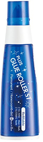 PLUS Japan Kleberoller ST Nachfüllbar, Honigwabenmuster sicher für Fotos, 8.4 mm, 8 m, blau