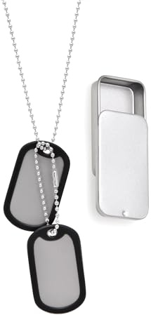 Paialco Stainless Steel Dog Tags Military Set Complete with Chains & Black Silencers