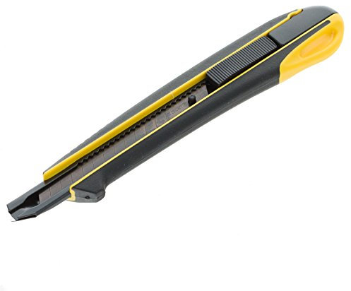 Tajima Cutter 9 mm, Extra Harte Klingenführung und Razar Black Klinge mit Taste, 2K-Griff, 1 Stück, TAJ-11678