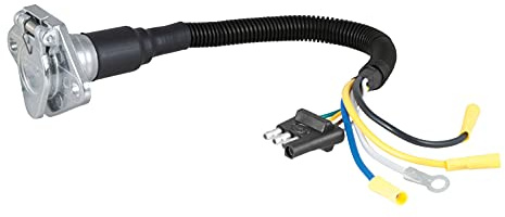CURT 57183 4-Way Flat Vehicle-Side to 6-Way Round Trailer Wiring Adapter