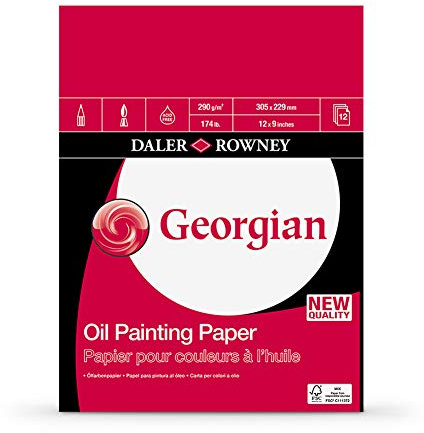 Daler Rowney Bloc Encolado ideal para Óleo DALER ROWNEY Georgian, de Formato 23 x 31 cm, con 12 Hojas de Papel de 250 g/m2 de Grano Entramado (Símil Lienzo)