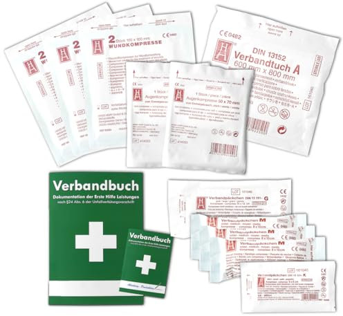 Austauschset Sterilteile für Verbandkästen und Erste-Hilfe-Koffer DIN 13157 EN 13 157 für Betriebe incl. Verbandbuch