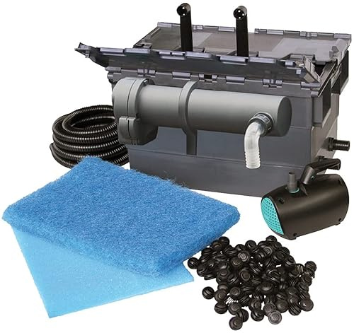 Newa Pratico Advance Kit Filtro per Laghetto Stagno Completo di Pompa Lampada UVC e Tubazioni (PRT ADV 10.000 - Pompa 3.000 Litri/Ora UVC 24 Watt)