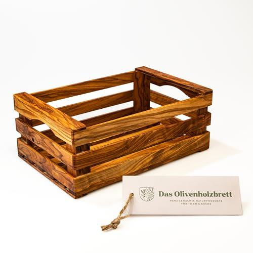 DAS OLIVENHOLZBRETT® Brotkorb, Obstkorb, Brotkiste, Obststeige, Gemüsekiste, Dekokiste, Obstkiste 25cm x 17cm x 10cm