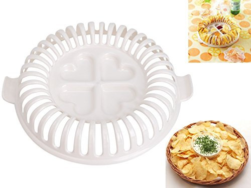 Sumchimamzuk Mikrowellen Kartoffel Chips Maker - Kartoffelchips Maker - Kunststoff - Weiß mit Gelb