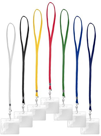 Karteo Ausweishülle horizontal mit Schlüsselband weiß [1 Stück] Lanyard 10 mm Breite mit Metalldrehhaken Kartenhülle für Ausweise Kinder Busfahrkarten Dauerkarten