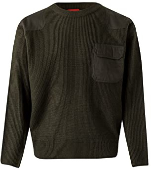 VELILLA 100; Jersey Punto Grueso con Cuello Redondo; Color Verde Caza; Talla S