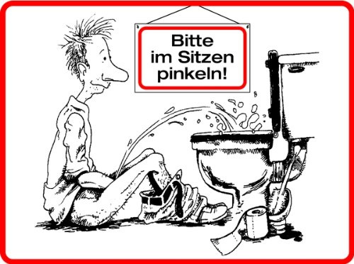 LEMAX® Aufkleber WC-Schild, Bitte im Sitzen pinkeln, 120 x 150 mm Folie selbstklebend 150x120mm