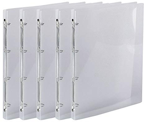 Exacompta 511944E 5er Pack Ringbuch Crystal DIN A4 aus flexiblem transluzentem Polypropylen 4-O Ring Mechanik Rücken 20mm kristall ideal für Schule und Büro Ringhefter Ringordner Ringbuchordner