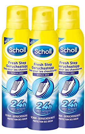 Scholl Fresh Step - Spray antiodore per scarpe fresche, confezione da 3 (3 x 150 ml)