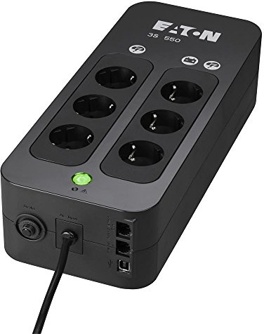Eaton 3S550DIN Sistema de Alimentación Ininterrumpida SAI - 6 Salidas Tipo DIN, Off-Line, Negro
