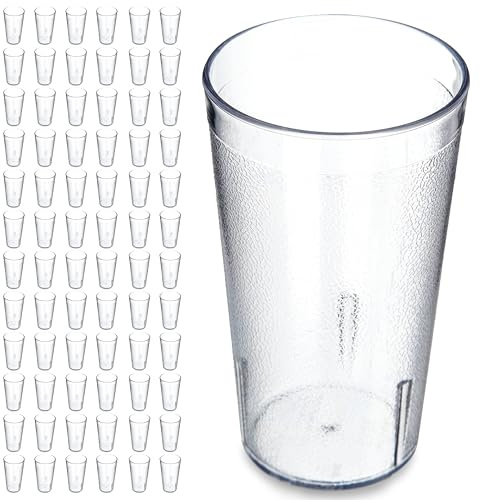 Carlisle FoodService Products Stackable Tumbler with Pebbled Exterior for Restaurants, Cafeterias, And Fast Food, Plastic, 12 Ounces, Clear, (Pack of 24)