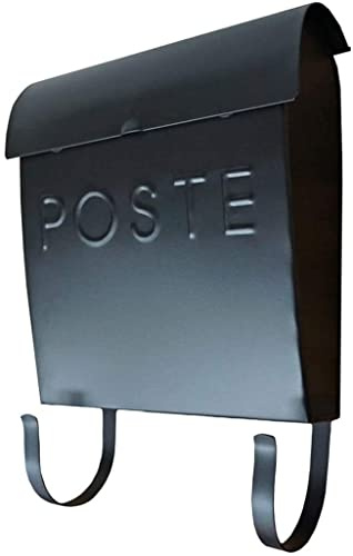 NACH Black Wall Mount Mailbox with Detachable Newspaper Holder, French Euro Black Mailboxes for Outside, Pre-Drilled Holes for Easy Installation, Waterproof & Rust-Resistant, 12 x 11.2 x 4.5 Inches