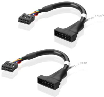SIENOC Adaptateur USB 3.0 mâle vers USB 2.0 Femelle 20 Broches pour Carte mère - Noir (2PK)