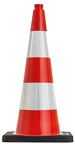 UVV-SHOP Warnkegel, Verkehrsleitkegel, Leitkegel, 75 cm Orange, 2 Reflexstreifen, Typ RA2C reflektierender Kegel