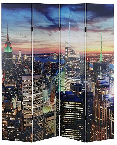 Mendler LED-Paravent Trennwand Raumteiler New York, Timer, netzbetrieben 180x160cm, 28 LEDs