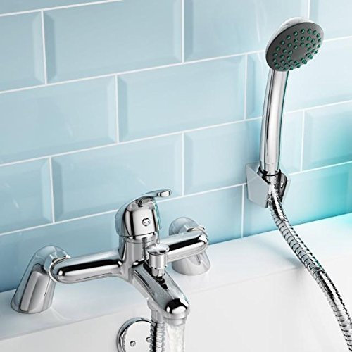 Acabado cromado ValueBaths Perth Bimando para bañera para cuarto de baño columna de ducha con grifo Micro USB incluido soporte de pared