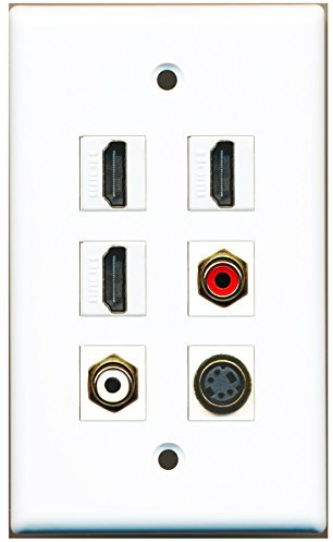 RiteAV – 3 HDMI 1 puerto RCA rojo 1 Puerto RCA blanco 1 Puerto S-Video placa de pared