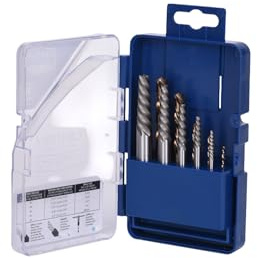 Century Drill & Tool 88710 Spiral Flute Screw Extractor & Left-Hand Drill Set, 10 Piece, M35 Cobalt Steel, Includes #1 - #5 Extractors & Left Hand Drills