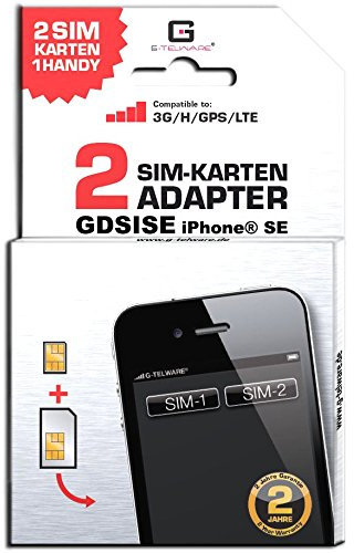 GDSISE/CARBONSCHWARZ/ 2 Jahre Herstellergarantie!/ Mehrsprachig/Dual SIM DualSIM Adapter kompatibel mit iPhone SE UMTS/3G/HSDPA/GPS/LTE
