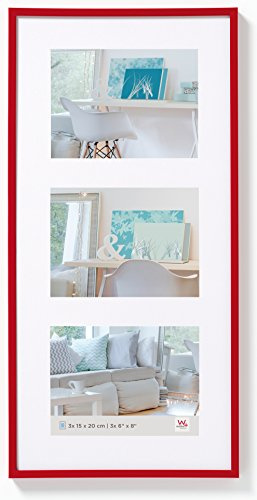 walther design Walther Cadre Photo Design Rouge 3X 13x18 cm galerie avec Passe-Partout, Cadre Plastique New Lifestyle KV338R