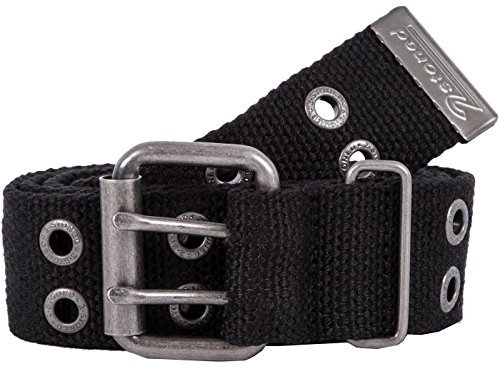 2Stoned Nietengürtel Stoffgürtel 4cm mit Dornschließe in Schwarz 125 cm lang für Damen und Herren