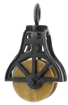 Market Cast Iron and Wood Pulley - Antique Black