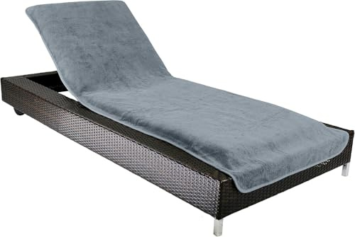 Rivestimento per sdraio, in spugna 100% cotone, Cotone, grigio, 70x200 cm
