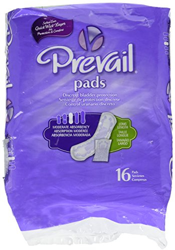 Prevail Moderate Absorbency Incontinence Bladder Control Pads, Long, 16 Count