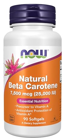 NOW Foods Supplements, Natural Beta Carotene 25,000 IU, Essential Nutrition, 90 Softgels