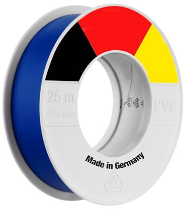 REV Isolierband - Klebeband 25m x 15mm, schwer entflammbar & chemikalienbeständig, Made in Germany, blau