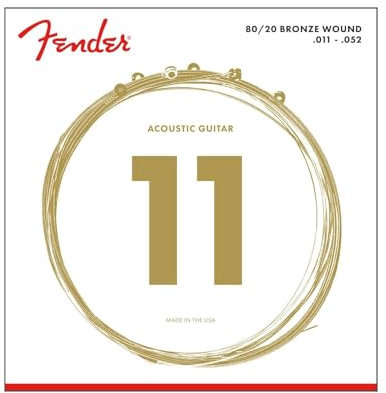 Fender 80/20 Bronze Acoustic Strings, Ball End, 70CL .011-.052 Gauges, (6)