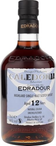 Edradour | Caledonia | Single Malt Whisky | 700 ml | 46% Vol. | 12 Jahre gereift | Cremig-süße Noten | Geschmack von Datteln, Trauben & Vanille | Ausschließlich in Sherry-Fässern gereift