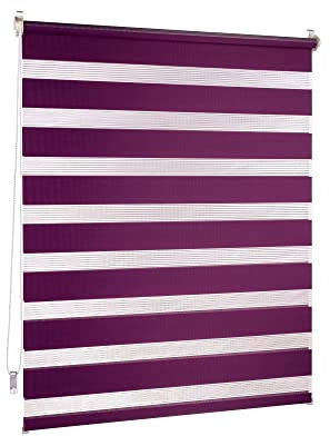 Victoria M. Doppelrollo Klemmfix ohne Bohren, 60 x 150 cm (BxH) Aubergine/Lila, Rollo Fensterrollo lichtdurchlässig & verdunkelnd，Duo-Rollo Klemmmontage Zebrarollo für Fenster & Türen