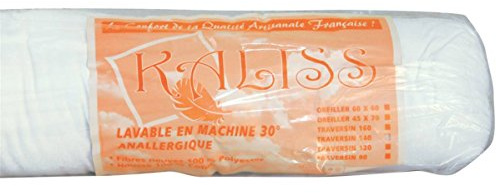 Le Linge de Jules Traversin Anallergique - 140 cm - Fabrication Française - 500Gr/m2, Blanc
