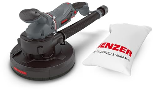 MENZER Trockenbauschleifer TBS 225 AV mit integrierter Absaugung, Kompaktschleifer für nahezu staubfreies Schleifen, inkl. Schleifscheiben-Set