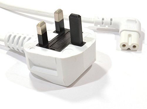 kenable Power Cord UK Plug to Right Angle Figure 8 Lead Cable C7 1m WHITE [1 metres]