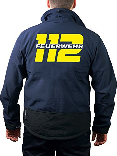 Softshelljacke Navy, 112 mit Feuerwehr, Neongelb/Silber