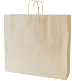 Papiertragetaschen mit Kordel extra groß 54 + 14 x 50 cm (25 Stück, Creme)