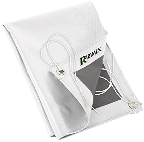 Ribimex Telone Impermeabile in PVC 300 g/m², 4x5 m, Resistente agli Agenti Atmosferici, Occhielli in Alluminio Diametro 23 mm e Cordone, Ideale per Protezione Esterna di Lunga Durata - PRB30004X05