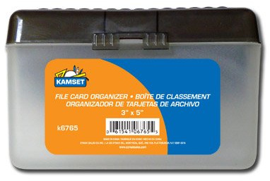 Plastic Index Card Flip Top File Box Holds 3 x 5 Cards