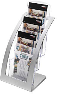 Deflecto 693645 Leaflet Size Contemporary Literature Holder - Silver, 17.63 x 17.14 x 33.81 cm