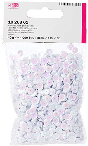 Efco runde, Flache Pailletten, weiß, 6 mm, 40 g, 4000 Stück