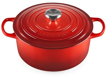 Le Creuset Evolution Cocotte con Tapa, Redonda, Todas Las Fuentes de Calor Incl. inducción, 5,3 l, Hierro Fundido, Rojo(Cereza), 26 cm