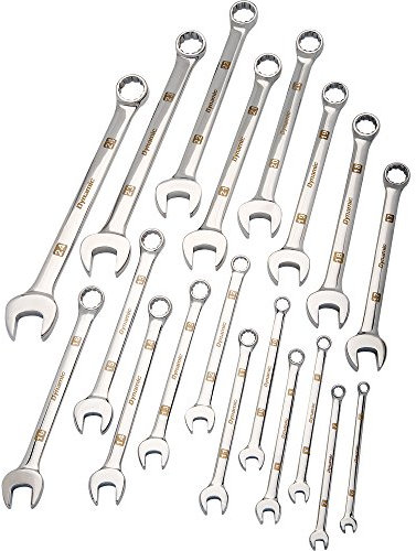 Dinámico herramientas d074203 Métricas de llaves combinadas (19 piezas), 6 mm a 24 mm, espejo, acabado cromado