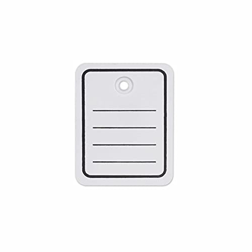 MASHPAPER Stückwarenanhänger mit Öse, weiß, Aufdruck schwarz, 40x50 mm | Weiße Kartonetiketten 240 g/qm für die Preis- und Warenauszeichnung, 1.000 Stück, neutral, mit schwarzen Linien, 68200