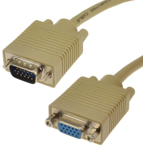 kenable SVGA Kabel HD15 Verlängerung Anschlusskabel Männlich Zum Weiblich 15 m Beige [15 Meter/15m]