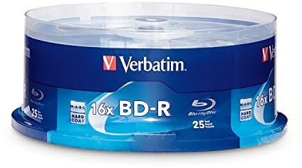 Verbatim BD-R 25GB 16X Blu-ray Recordable Media Disc - 25 Pack Spindle