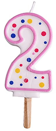 PME Kerze, Nummer 2, Kunststoff, Rosa, 4 x 1 x 6.3 cm